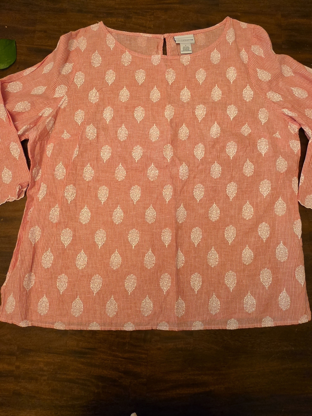 Liz Claiborne Coral Print Round-Neck Blouse